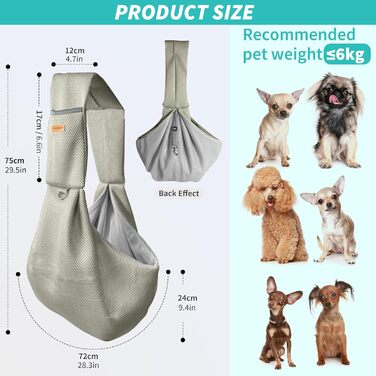 PETCUTE Сумка-переноска для собак, ручна сумка для маленьких собак з кріпленням для безпеки, дихаюча переноска до 6 кг, сумка на плече для прогулянок та активного відпочинку (Бежева)