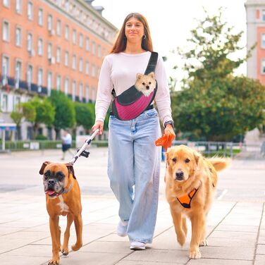 Тканинна переноска для собак, сумочка для маленьких собак, переноска для тварин з дихаючою тканиною, переноска для собак та котів до 6 кг, ідеальна для прогулянок на вулиці (магента)