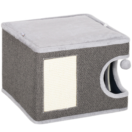 PawHut Scratching Barrel, висота 35 см Cat Barrel з порожнистою, Cat Post з Play Ball, Cat Tower з Сизалю, для котів до 6 кг, Темно-Сірий+Кремово-Білий | Аосом