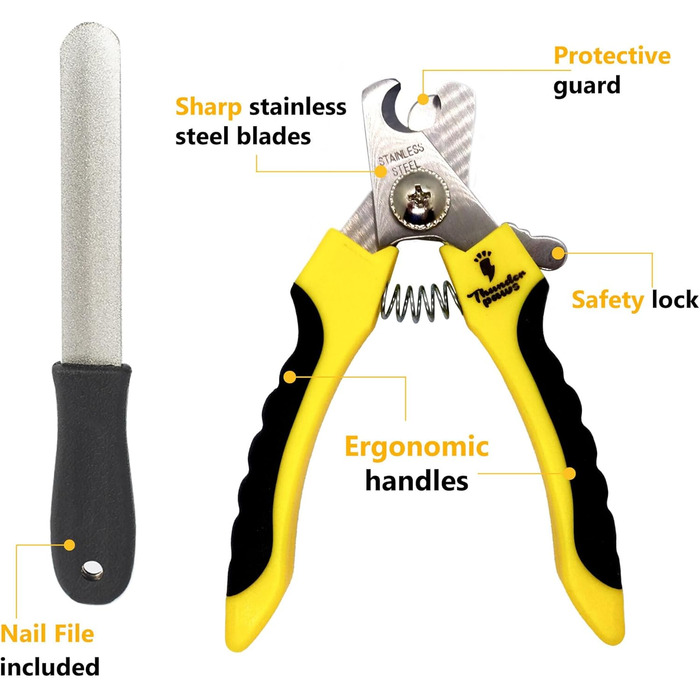 Професійна кусачка для обрізання кігтів собак Thunderpaws з захистом, блокуванням та пилочкою (середній-великий, зелений). Середній-великий, зелений (малий-середній, жовтий)