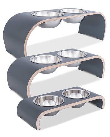 Набір мисок для собак MilaCasa - 2 шт., підняті миски для корму, сірий, для собак