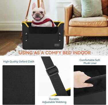 Автокрісло для собак Petsfit: безпечне та зручне автоліжко для маленьких собак, чорного кольору