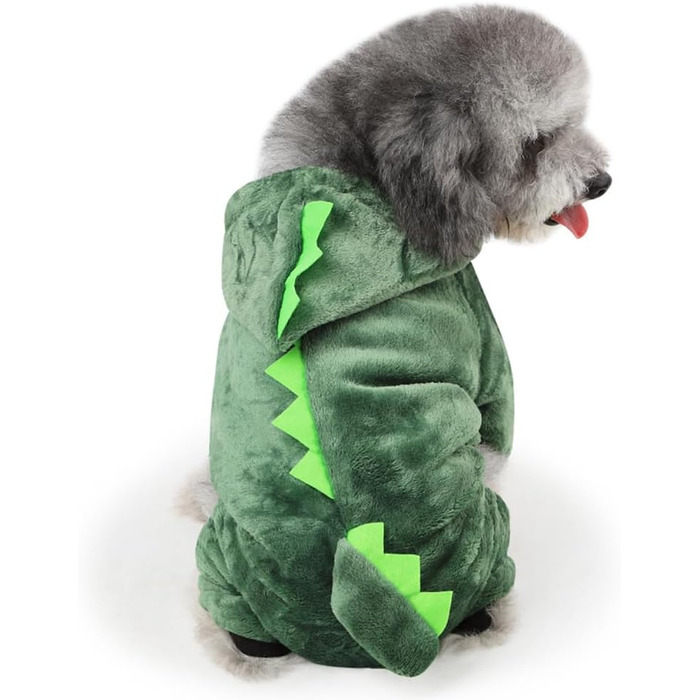Костюм для собак FRCOLOR (зелений, L) - 3 шт. Динозавр, теплий матеріал, для свят та фотосесій