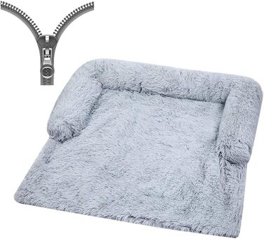 Крісло-ліжко для собак великих та малих порід, м'яке та зручне, з плюшу, для дому, тепле, антиковзаюче, легко миється (102x90x20 см, світло-сірий)