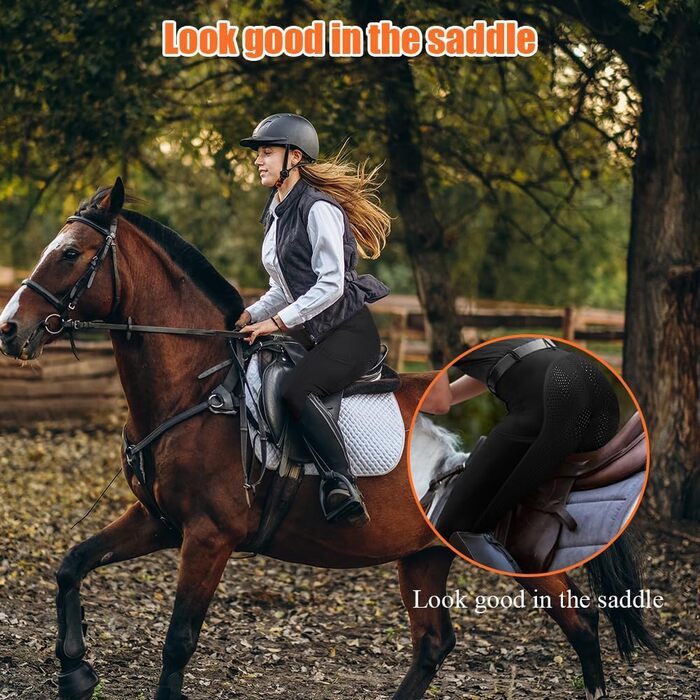 Легінси для верхової їзди жіночі HOTUT з силіконовим покриттям, висока талія, кишеня для телефону та петлі для ременя