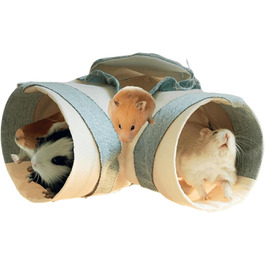 Туннель-притулок для дрібних тварин: кроликів, хом'яків, морських свинок, щурів, їжаків, хорек, шиншил, ящірок, цукрових глютерів (блакитний, маленький), складна конструкція