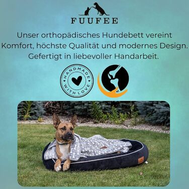 Ортопедичне ліжко для собак середніх порід 95 x 65 см Hazelnut (S 70x50 см, Чорний)