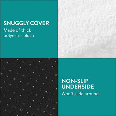 Navaris Тепла ковдра для котів та собак - 60x45x4 см, флатухата, з блискавкою та знімним чохлом - Біла