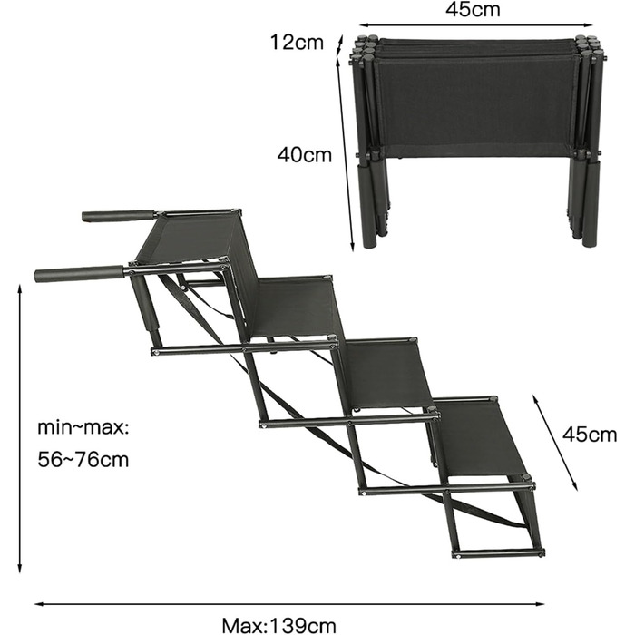 Рампа для собак у машину, складна, чорна, до 75 кг