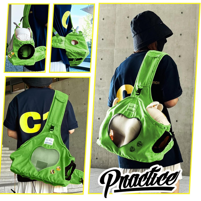 PETCUTE Сумка-переноска для собак та цуценят, регульована, дихаюча, для прогулянок та активностей на свіжому повітрі (Зелена)