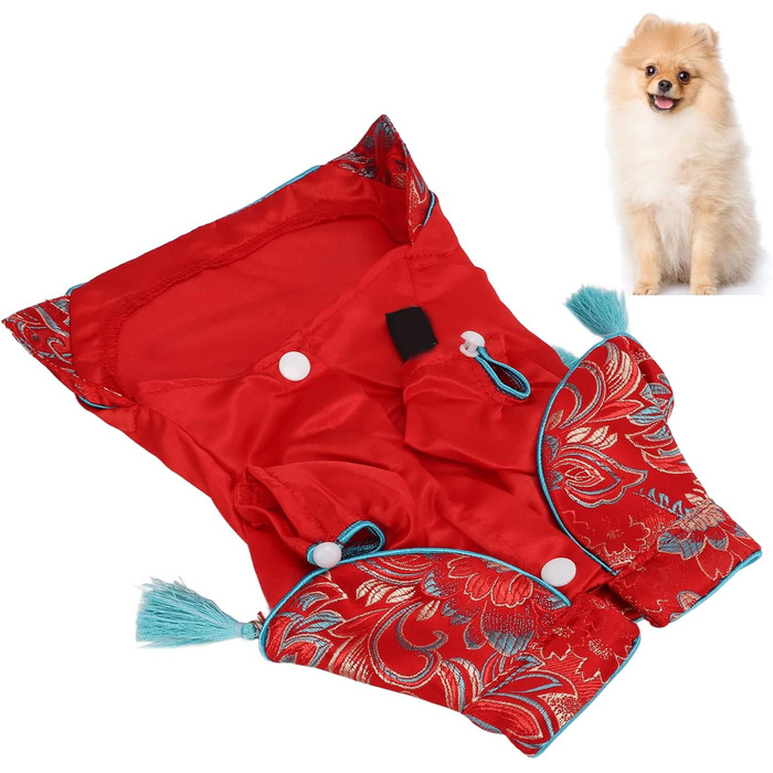 Костюм для собак і котів у китайському стилі Чеонгсам з атласу, Tang Anzug, розмір L. Елегантний дизайн, м'який бавовняний матеріал, святковий одяг для Різдва та вечірок