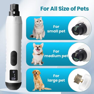 Електричний шліфувальник для собак Profi Krallenschleifer: тиха шліфувальна машинка з LED, 5 режимів, преміум якість (сірий)