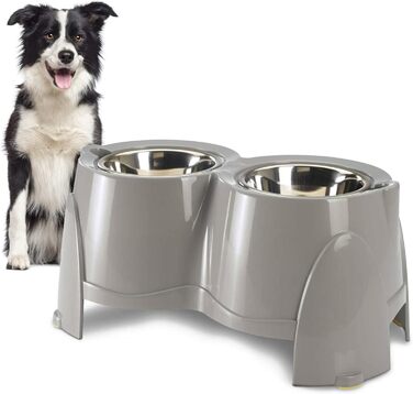 PETGARD Станція годування для собак з нержавіючої сталі - набір мисок - годівниця для собак Преміум класу - 61 x 35 x 28 см - об'єм 2 x 1500 мл