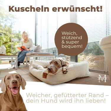 М'яке ліжко для собак Manno з піною з пам'яті ефекту – для середніх та великих собак | Зручне, знімний чохол, неслизьке та водовідштовхувальне | Безкоштовний ковдра та 2 подушки (XL)