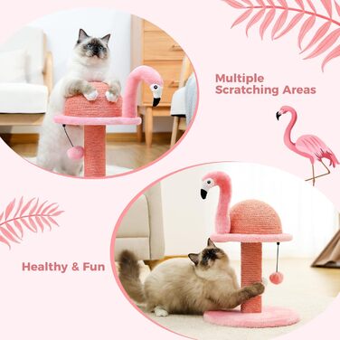 Креативний когтеточка PAWZ Road Flamingo, стильний котячий комплекс, висота 48 см, рожевий