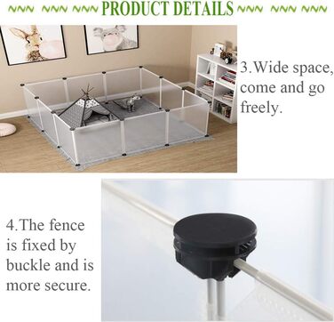 Клітка-загон для домашніх тварин Kathson з пластику, портативна огорожа для кроликів, дрібних тварин, DIY, металевий загон, клітка, для дому та саду, для маленьких кроликів, котів, морських свинок, їжаків, щурів (12 шт. [35,8 x 45,7 см) (12 шт. (34,8 x 34