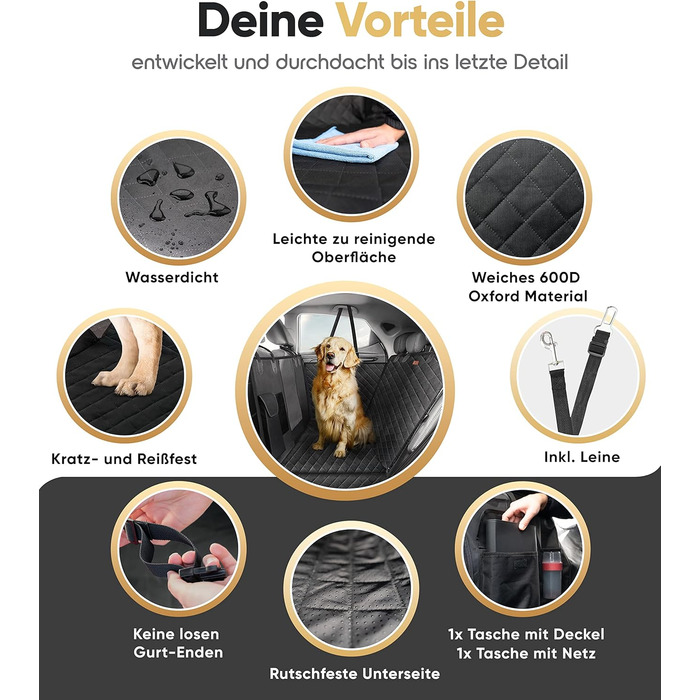 Захисна автомобільна накидка для собак HELDENWERK: водовідштовхувальна, стійка до подряпин, універсальна, з боковим захистом та оглядовим вікном