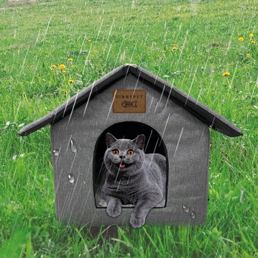 Будиночок для кота сірий, прямокутний, 45 x 40 x 45 см