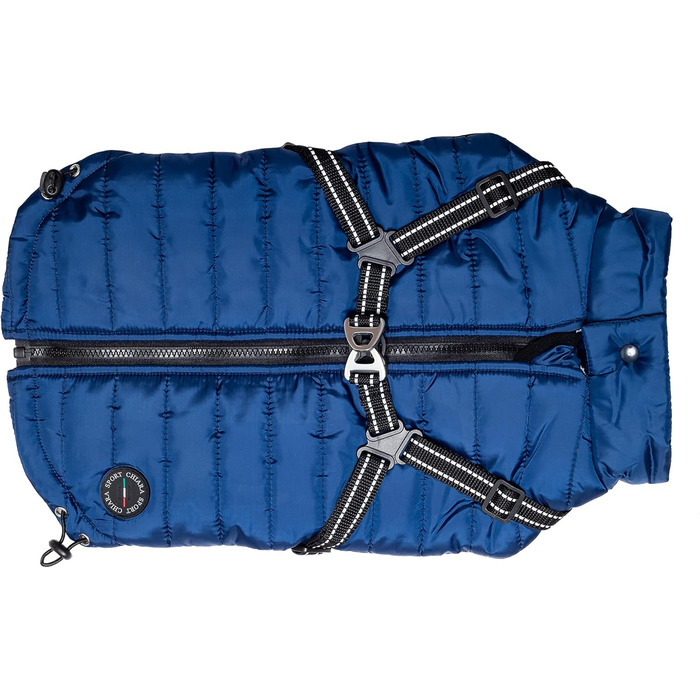 Зимова куртка для собак CHIARA Nick CHJ-2331DB-3, розмір 3XL, темно-синій, поліестер, водовідштовхувальна, вітронепроникна, з облаштуванням для повідка