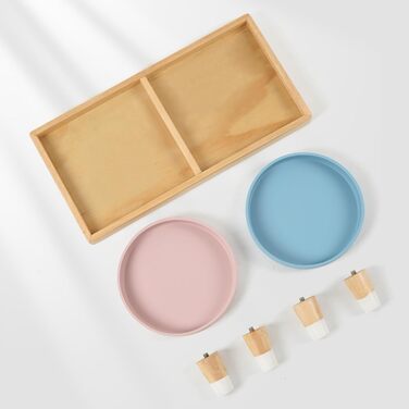 Підвищена годівниця для котів JAZUIHA з 2 широкими мисками, станція для годування з дерев'яною підставкою та силіконовою мискою, діаметр 18 см