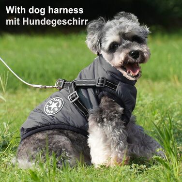 Теплий зимовий одяг для собак, водонепроникний, для маленьких собак, з кільцем, чорний, 30 см