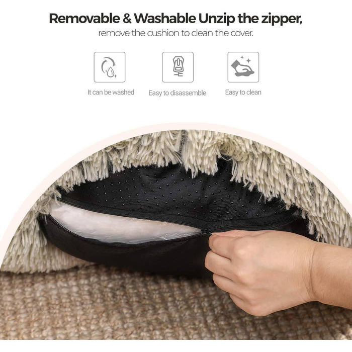 Кругле ліжко для собак та котів, Deluxe, сірий колір, Ø 60 см, зручне та миється