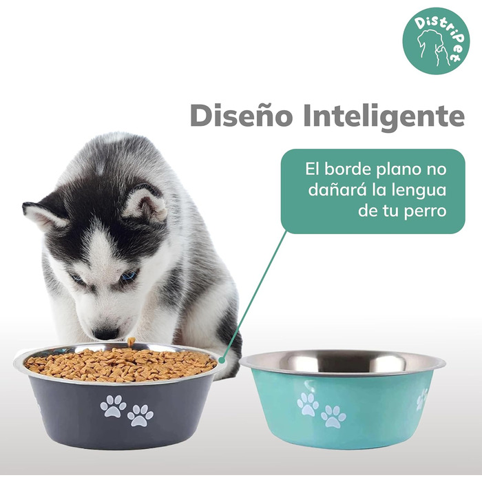 Миски для собак та котів, нержавіюча сталь, антиковзаючі, з силіконовою основою, 2 шт по 860 мл