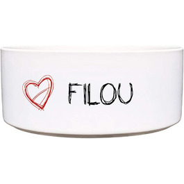 Керамічна миска для собак з іменем ︎ Персоналізована миска для корму та води (серце) - 1300 мл