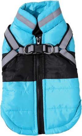 Водонепроникна зимова куртка для собак, одяг для тварин з шлейкою для середніх собак та котів, світловідбиваюча куртка для французьких бульдогів (Синій, XS)