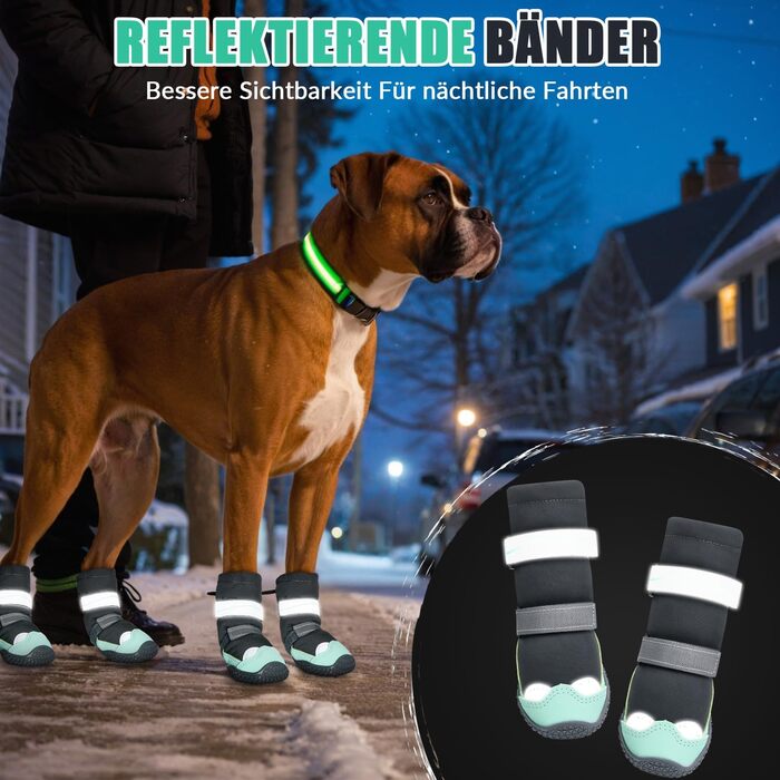 Чоботи для собак, захист подушечок лап, зимові, водонепроникні, розмір 6 (зелені)