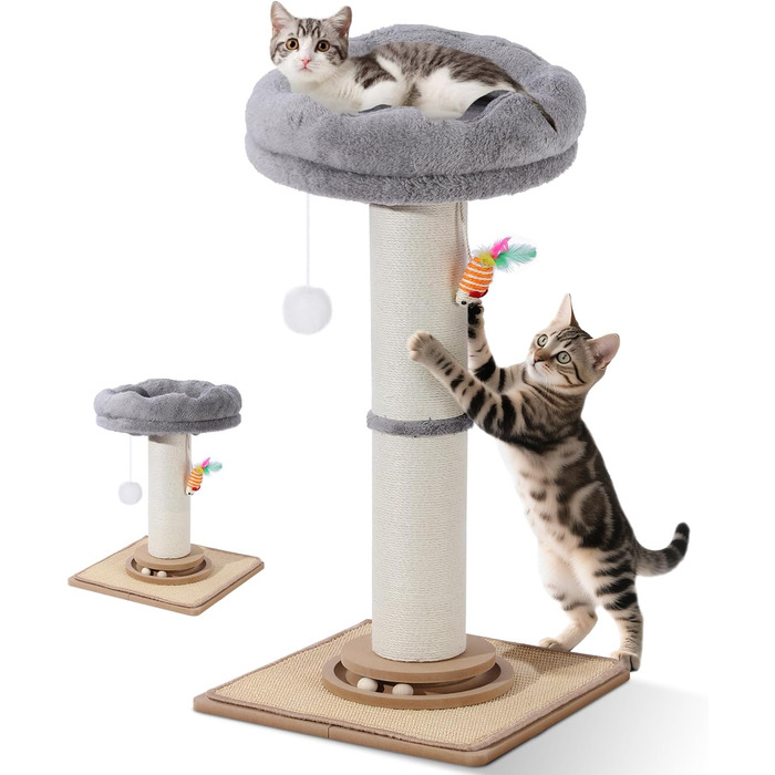 Дряпак для котів Trhillsbrad 81 см з м'ячиком та іграшками, з сизалю