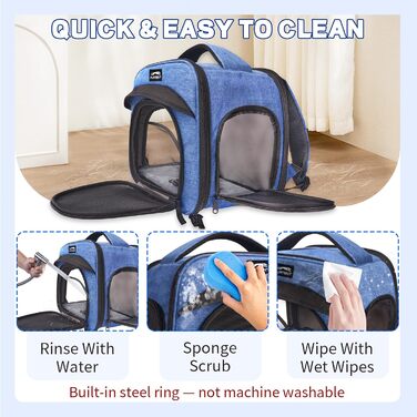 Сумка-переноска для тварин, складна, з леєрою, для кошенят, цуценят, морських свинок (до 3,6 кг), блакитна