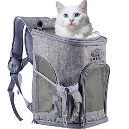 Рюкзак-переноска для собак та котів з сіткою, високоякісна переноска для маленьких собак, котів, кроликів, 28x27x43 см (Сірий, M)