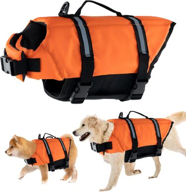 Жилет рятувальний для собак FainFun Orange, XS. Регульований, з високою плавучістю та рятувальним гачком. Підходить для малих та великих собак.