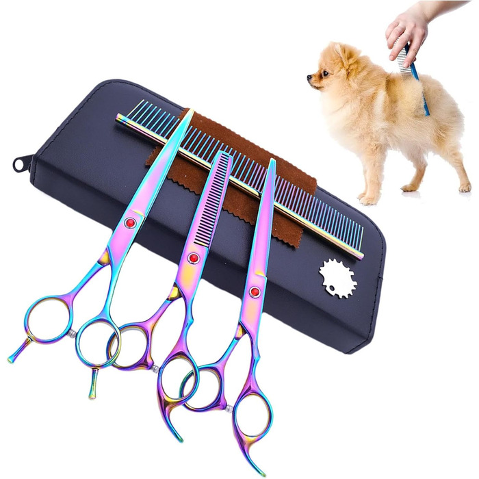 Набір для стрижки собак: професійний набір з 7 предметів з нержавіючої сталі | Стрижка собак та інших домашніх тварин