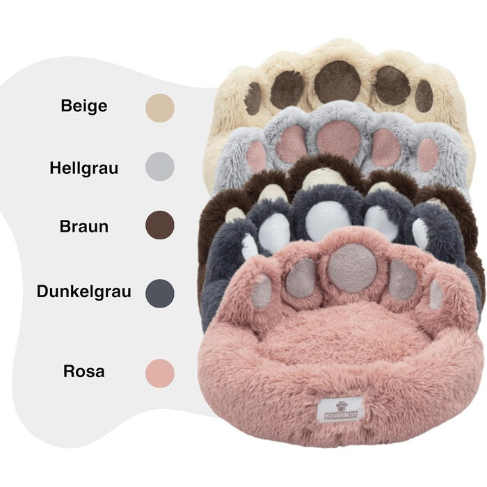 Кругле лежанка для собак Pfoten&nasen® Bärenpfote, 55-65 см, коричнева, XS, плюшеве, зручне, миється