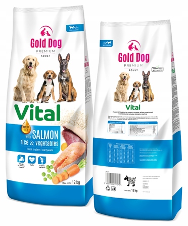 Сухий корм для собак Gold Dog Vital Premium з лососем та рисом, 12 кг