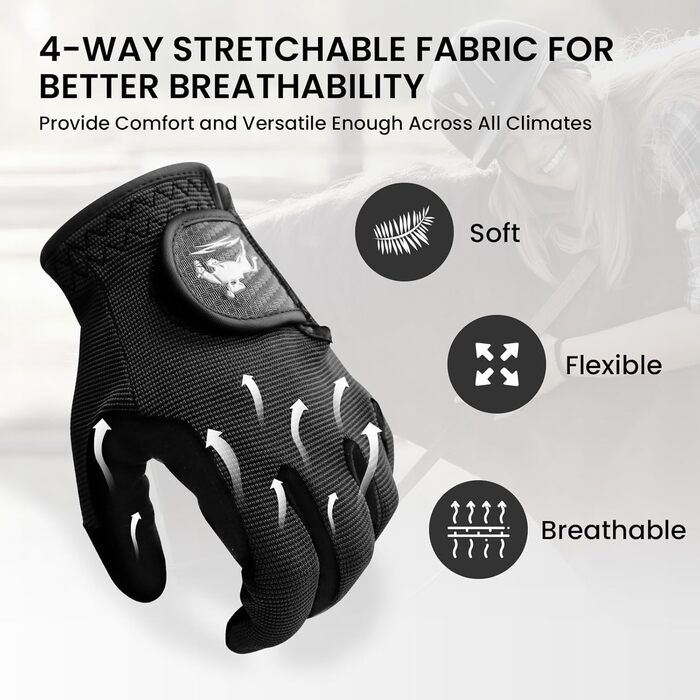 Рукавички для верхової їзди FINGER TEN з сенсорним екраном для жінок, дорослих, з хорошим зчепленням, для верхової їзди, велосипеда, спорту. Розмір M, темно-синій