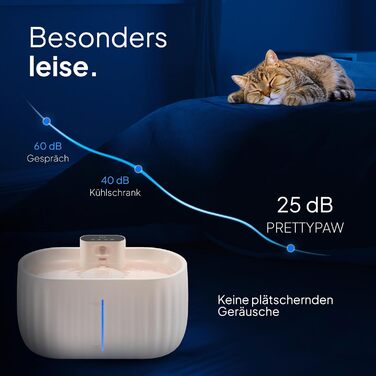 Бездротовий фонтан для котів Pretty Paw Aqua Sense, 3 л, з фільтром і датчиком руху, автономний на 45 днів, бежевий