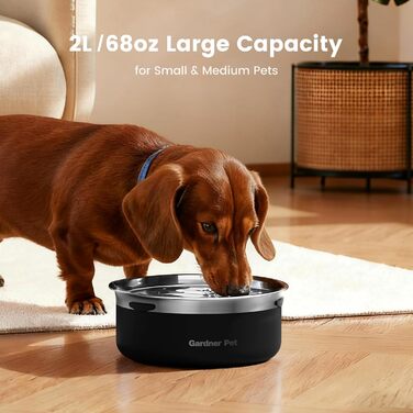 Миска для води для собак Garder Pet без облизування, нержавіюча сталь, витокостійка, протиковтання, для великих собак, для використання в приміщенні та на вулиці, запобігає краплинню, білий колір (2L, чорний)