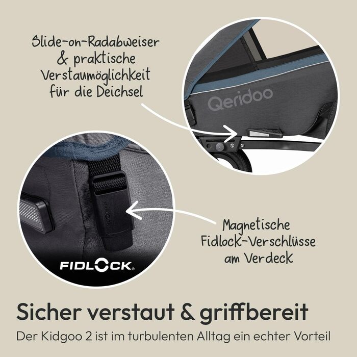 Qeridoo Kidgoo 2: Причіп для велосипеда на 2 дітей з підвіскою та системою ARS, коляска-візок, причіп-велосипед для дітей, складаний, 45L, Navy Blue