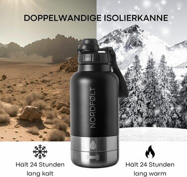 NORDFØLT® Поїлка для собак 4-в-1 з мисками для води та корму, 950 мл, ізотермо-пляшка з нержавіючої сталі, аксесуари для собак, BPA-Free