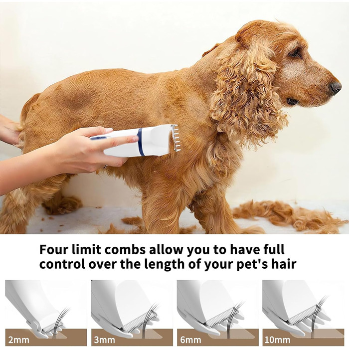 Airminti 4-в-1 Безшумна машинка для стрижки шерсті котів, USB-зарядка, 4 змінні насадки, машинка для собак, для догляду за очима/вухами/лапами/нігтями (Блакитна)