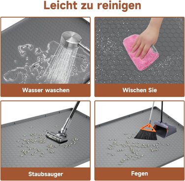 Килимок під лоток для котів 80x56 см, силіконовий, водонепроникний, легко миється, неслизький - сірий