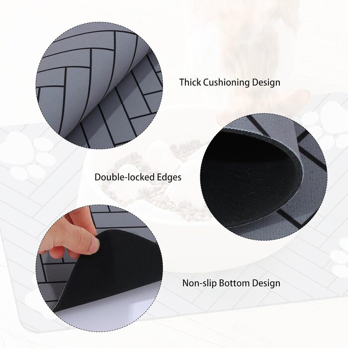 Килимок для годівлі собак та котів, суперпоглинаючий, антиковзний, швидковисихаючий, легко миється (Світло-сірий, 30x50 см)