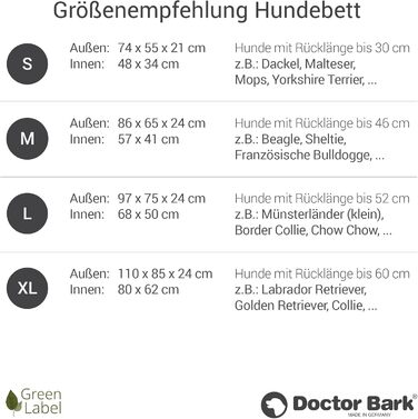 Ліжко для собак Doctor Bark Kleine Hunde - Корзина для собак, м'яка та пухнаста - Миється, зносостійка, затишна - Зроблено в Німеччині GreenLabel (S - 74x55 см, світло-сірий)