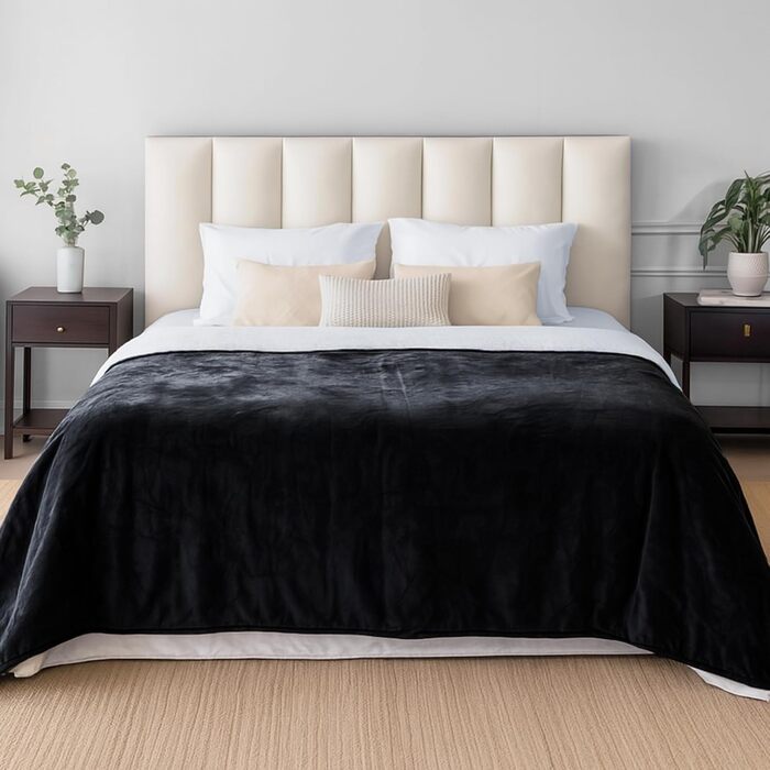 Водонепроникний коврик Dreamzie для собак - 127x152 см, для дивана та ліжка, з Sherpa-fleece, чорний, XL (152 x 203 см)