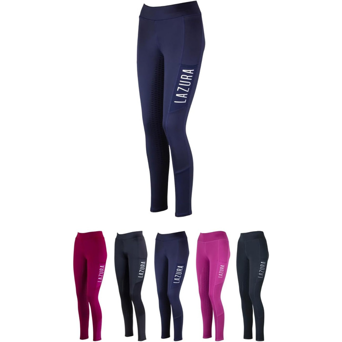 Лазура - Ріддінг (спортивні) штани для жінок та дівчаток Emilia | Повний силіконовий наповнювач | Ріддінг з 2 кишенями для телефону | 5 кольорів | Розміри 116-176 та 34-46 (116, Нічний блакитний)