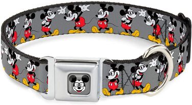 Нашийник для собак Buckle-Down Mickey Mouse з окулярами, сірий, повний колір, ширина 3.8 см, розмір 40-58 см