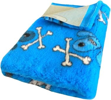 Килимок для собак Elropet Premium 30mm, антиковзаюча підстилка для собак S/M/L, Vet Bed, для маленьких та великих собак, синій кісточковий принт (80x50 см)